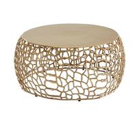 WOHNLING Tavolino Rotondo 66x66x30 cm Alluminio Oro, Struttura a Rami