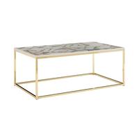 WOHNLING Tavolino Salotto Aspetto del Marmo Tavolo da Soggiorno 100x60x40 cm Bianco e Oro | Tavolinetto Rettangolare Moderno | Tavolino da caffè