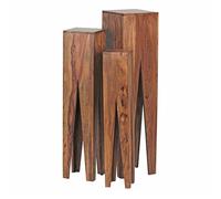 WOHNLING tavolo Set di 3 in legno massello Sheesham tavolo del salotto di design colonne in stile country piazza tavolino