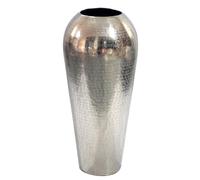 WOHNLING Vaso Decorativo Alluminio 50cm Argento - Vaso da Terra Grande - Vaso da Pavimento Rotondo Moderno - Vaso in Metallo per Fiori - Design Arredamento Soggiorno - Decorazione Casa Fatta a Mano