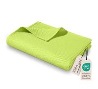 WOHNWOHL® Coperta leggera piqué nido d'ape - 150 x 200 cm - Colore: Verde | 100% cotone - Lavabile a 60 °C - Come coperta estiva, plaid o copriletto - Struttura a nido d'ape