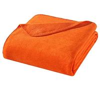 WOHNWOHL® Coperta morbida in cotone (150x200cm) • Plaid morbida multiuso • Coperta Divano, Letto, da Relax • Copriletto caldo • Certificata Oeko-Tex • Colore: Arancione