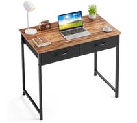 WOHOMO Piccola scrivania per computer con cassetti, scrivania rustica da 31,5 pollici con contenitore, scrivanie per computer per casa e ufficio per piccoli spazi, tavolo da studio moderno, rustica