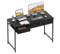 WOHOMO Scrivania per computer con 3 cassetti, scrivania per camera da letto da 110 cm con contenitore, scrivania per casa e ufficio per spazi della stanza, tavoli da studio moderni per lavoro