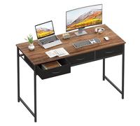 WOHOMO Scrivania per computer con 3 cassetti, scrivania per camera da letto da 110 cm con contenitore, scrivania per ufficio e casa, per spazi della stanza, tavoli da studio moderni per scrittura