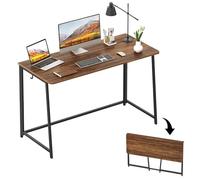 WOHOMO Scrivania pieghevole per computer, 120 cm, per camera da letto, salvaspazio, postazione di lavoro per casa e ufficio, facile da montare, color noce
