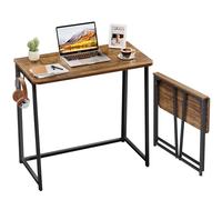 WOHOMO Scrivania pieghevole per computer, piccola scrivania da 80 cm, salvaspazio, pieghevole, postazione di lavoro per casa e ufficio, facile da montare, noce rustico