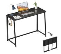 WOHOMO Scrivania pieghevole, scrivania pieghevole per scrittura stretta, tavolo salvaspazio per laptop, stazione di lavoro facile da montare, per casa e ufficio, nero