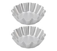 WOHPNLE 2pcs Egg Tart Mold, Non Stick Mini Tart Pans Elegant Flower Shape Baking Mold Aluminum Baking Tools for Home Kitchen and Professional Use
