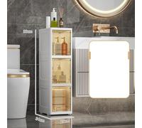 WOHPNLE Armadietto portaoggetti, contenitori portaoggetti in plastica a più strati Armadietto da bagno stretto di grande capacità con rotelle per piccoli spazi, bagno, lavanderia (3 strati)