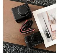 WOHPNLE Camera Bag, Camera Bags for Photographers with White Pu Leather Detachable Portable for Vloggers and Travelers (Black)