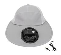 WOHPNLE Cappello Sole con Ventola, Cappello Sole Leggero a Tesa Larga con Design a Rete, Cappello con Ventola di Ricarica USB con 3 impostazioni di velocità per raffredmento all'aperto