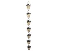 WOHPNLE Catena di Pioggia, Regolabile 7 Tazze Link Catcher Rain da 3,3 Piedi Catena di grondaia appesa al Bronzo elettroplato per Giardini, Patio, Arredamento per Esterni