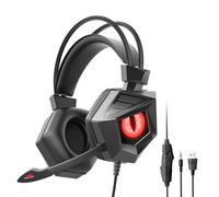 WOHPNLE Clear Sound Cuffie da gioco ergonomiche cablate, Chiamate chiare Set per PC Cuffie nitide Auricolari Bluetooth lisci Cuffie wireless stabili per lo streaming di giochi (Nero Rosso)