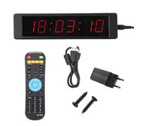 WOHPNLE Gym Timer, Wall Large Digital 6 Digits Red LED Display Remote Control Countdown Up Stopwatch Aluminum Alloy Build Fitness Training Tool for Home Gym Garage Boxing