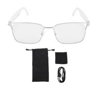 WOHPNLE Occhiali da sole intelligenti, occhiali da sole Bluetooth con altoparlanti auricolari aperti e protezione, occhiali da avventura wireless per la corsa in bicicletta, attività (white silver)