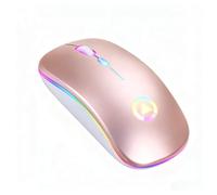 WOHPNLE Quiet Slim Wireless Mouse, Seven Color Light Computer Mouse Portable Plug And Play Mouse for PC Desktop Laptop Travel Office And Home (Ricaricabile Luminoso colorato in Oro Rosa)