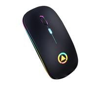 WOHPNLE Quiet Slim Wireless Mouse, Seven Color Light Computer Mouse Portable Plug And Play Mouse for PC Desktop Laptop Travel Office And Home (Respirazione Colorata Nera Opaca Luminosa)