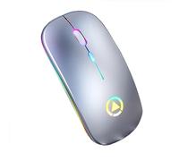 WOHPNLE Quiet Slim Wireless Mouse, Seven Color Light Computer Mouse Portable Plug And Play Mouse for PC Desktop Laptop Travel Office And Home (Respirazione Colorata Grigia Metallizzata Luminosa)