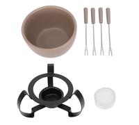 WOHPNLE Set di pentole per fonduta di formaggio, pentola per sciogliere il burro in ceramica con supporto in metallo staccabile e 4 forchette, pratico scioglitore di cioccolato per la (Gris)