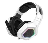 WOHPNLE Squisite cuffie da gioco wireless, audio stereo da gioco per PC con cavo intrecciato per microfono, comode da indossare, cuffie auricolari portatili per laptop (per K10 Bianco)