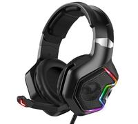 WOHPNLE Squisite cuffie da gioco wireless, audio stereo da gioco per PC con cavo intrecciato per microfono, comode da indossare, cuffie auricolari portatili per laptop (per K10 Pro Nero)