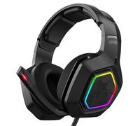 WOHPNLE Squisite cuffie da gioco wireless, audio stereo da gioco per PC con cavo intrecciato per microfono, comode da indossare, cuffie auricolari portatili per laptop (per K10 Nero)