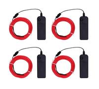 WOHPNLE Striscia per luci al neon rosa 16,4 piedi, 4 pacchi lampa a cor luminosa con una batteria portatile a 360 ° Filo El flessibile per feste
