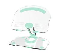 WOHPNLE Tablet Stand, 360 Degree Rotating Tablet Holder Liftable Folding Acrylic Transparent Display Stand for Tablets Portable Monitors Book (Green)