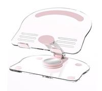WOHPNLE Tablet Stand, 360 Degree Rotating Tablet Holder Liftable Folding Acrylic Transparent Display Stand for Tablets Portable Monitors Book (Pink)