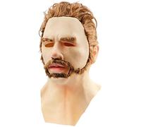 WOHPNLE Volto di giovane uomo in lattice, maschera spaventosa per copricapo in maschera di Halloween realistico per oggetti di scena per feste in costume di Halloween