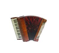 WoidBua Fisarmonica 96 Helikon Natura - Pianofisarmonica con 38 tasti, 7 registri, Helikonbass, voci italiane, con valigetta trolley e cinghie, colore noce, rosso, fatto a mano