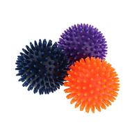 Woideklu 3 Palline Massaggianti con Punte, Palline per Massaggio Trigger Point, Palline per Agopuntura con Superficie Appuntita, Realizzate in PVC, per La Stim, Viola Arancione Blu, 8 centimetri