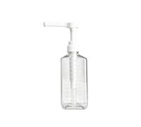 Woideklu Dispenser Sciroppo Bottiglia Dosatore Contenitore Pompa Segnato Graduato Vaso Trasparente Bocca Larga in Plastica per Sciroppi E con Flusso, 15cc + Bottiglia Da 1200ml