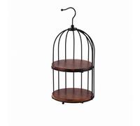 Woideklu Gabbia per Uccelli con Ripiani in Legno di Acacia per Dessert Pasticcini Frutta E Spuntini Elegante Supporto a Livelli per Tavolo da Tè Cerimonie E Ricevimenti, Nero 6 Pollici