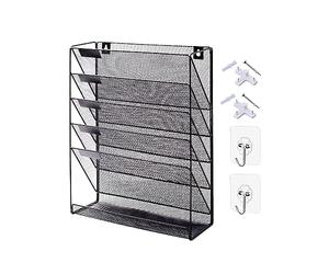 Woideklu Porta Documenti Metallo con Vasche Oblique Organizzatore Parete Multilivello Supporto File Verticale Salvaspazio Portariviste Mesh Metallico Casa, Stile a