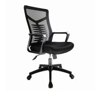 Woideklu Sedia da Ufficio in Rete Ergonomica Sedia da Computer Sedia Girevole Sedia Operativa con Schienale Alto Braccioli Fissi Base a 5 Ruote E Altezza, Nero, Senza Poggiatesta