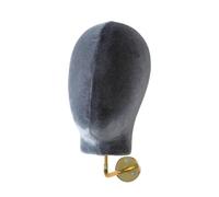 Woideklu Testa di Manichino, Espositore per Cappelli E Parrucche, Supporto per Cuffie Realizzato in Tessuto, Schiuma E Metallo, per Montaggio a Parete, Velluto Grigio