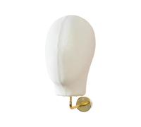 Woideklu Testa di Manichino, Espositore per Cappelli E Parrucche, Supporto per Cuffie Realizzato in Tessuto, Schiuma E Metallo, per Montaggio a Parete, Lino Beige