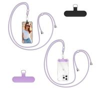 Woijrly Cordino per Cellulare Universale con 2 Patch, Tracolla da Collo Nylon Collana Regolabile e Rimovibile, Catena per Maggior Parte Smartphone, Corda per iPhone Samsung Google, Viola Chiaro