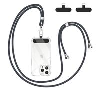 Woijrly Cordino per Cellulare Universale con 2 Patch, Tracolla da Collo Nylon Collana Regolabile e Rimovibile, Catena per Maggior Parte Smartphone, Corda per iPhone Samsung Google Xiaomi, Grigio scuro