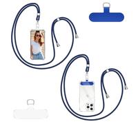 Woijrly Cordino per Cellulare Universale con 2 Patch, Tracolla da Collo Nylon Collana Regolabile e Rimovibile, Catena per Maggior Parte Smartphone, Corda per iPhone Samsung Google Xiaomi, Blu Scuro
