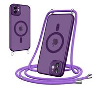 Woijrly Cover Magnetica con Cordino per iPhone 11, Compatibile con MagSafe, Sottile con Laccio Collana Tracolla Regolabile AntiGraffio Case con Collana per iPhone 11-Viola