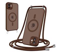 Woijrly Cover Magnetica con Cordino per iPhone 12, Compatibile con MagSafe, Sottile con Laccio Collana Tracolla Regolabile AntiGraffio Case con Collana per iPhone 12-Cachi