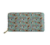 Woisttop Carino Animal Donne Portafoglio In Pelle Frizione Lungo Portamonete Porta Carta Telefono, Basset Hound Fiore, Taglia unica