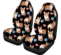 Woisttop Carino Corgi Seggiolino Auto Copre 2pc Sedile Anteriore Solo Universale Auto Driver Sedile Protector Lavabile in lavatrice