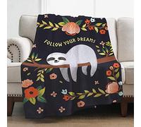 Woisttop Coperta in pile con stampa di bradipo divertente, in flanella di flanella per aria condizionata, per la casa, per divano, camera da letto, soggiorno, divano, per bambini