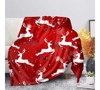 Woisttop Coperta in pile morbida per la casa, per adulti, divano e divano, ultra morbida in microfibra, per aria condizionata (renna di Natale)