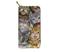 Woisttop - Portafoglio lungo in pelle, da donna, con tasca per porta carte e telefono, Slefie per gatti (Multicolore) - Woisttop