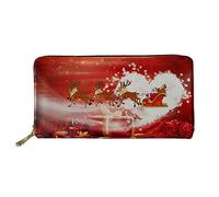 Woisttop Portafoglio lungo in pelle da donna, idea regalo, porta carte telefoniche, pochette, Babbo Natale, Taglia unica, Moderno